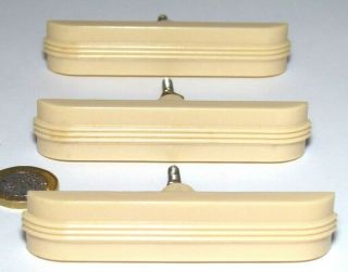 Set X 3 Vintage Cream Bakelite Art Deco Chest Drawers Pull Handles Ref79