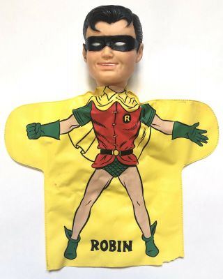Rare Vintage 1966 Ideal Robin Vinyl Hand Puppet Batman & Robin Dc Dick Grayson