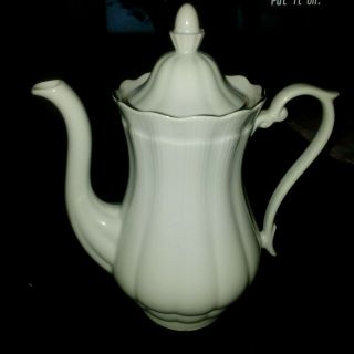 Antique Walbrzych White Porcelain China Teapot With Gold Trim 65 Poland 9 "