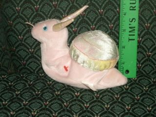Rare & Retired Ty Beanie Baby Swirly The Snail 6 " No Tag 1999