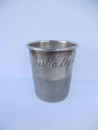 Antique Towle " Just A Thimbleful " Sterling Silver Thimble Shot Glass