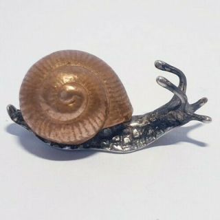 Vintage Solid Silver Italian Miniature Of A Baby Snail Hallmarked P.  Sorini