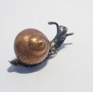 Vintage Solid Silver Italian miniature of a Baby Snail Hallmarked P.  Sorini 2