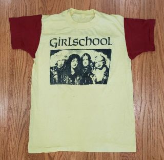 Girlschool 1981? Mega Rare Vintage Yellow/maroon Size Medium? T - Shirt Motorhead