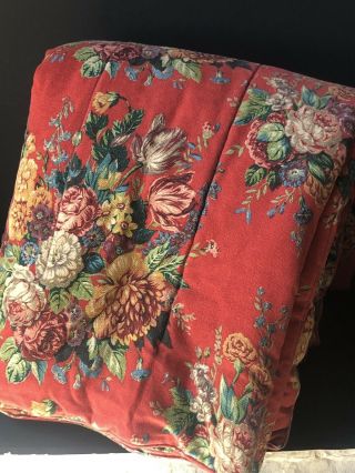 Rare Ralph Lauren Aylesbury Full Queen Vintage Red Floral Comforter Bedspread