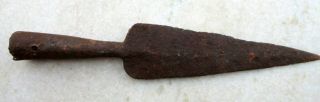 Antique Old Rare Indian Hand Carved Solid Iron Unique Shape Spear Head Lance