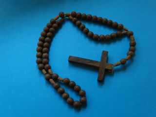 Antique Wooden French Monastery Rosary // 1880 - 1900 / Rope Rosary