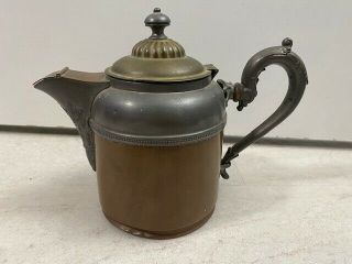Antique Manning Bowman Pat Date 1899 Copper Brass Pewter Tea Kettle Pot 3