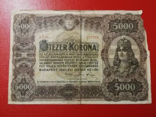 Hongrie / Hungary 5000 Otezer Korona 1920 Pick 67 - Rare