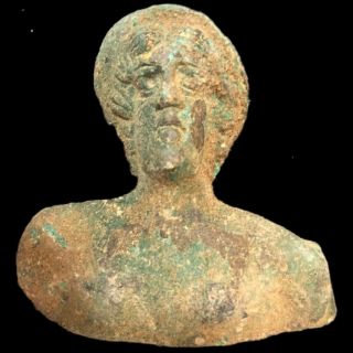 Rare Ancient Roman Bronze Period Statue Bust - 200 - 400 Ad