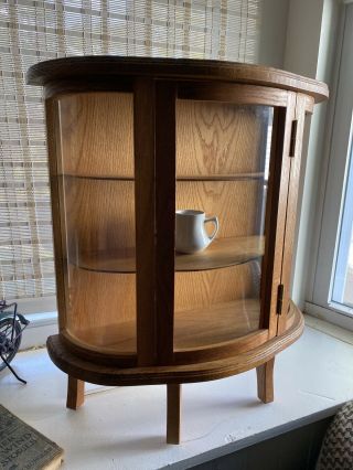 Vintage Wood And Glass Counter Top Tower Display Case
