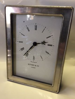 Solid Silver Framed Clock Kitney & Co London Classic Design