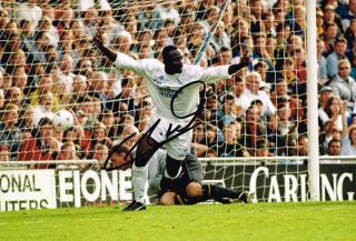 Rare Wimbledon Goal Tony Yeboah Signed Photo Autograph Leeds United Utd
