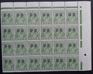 Rare 1932 Australia Blk 24x1d Green Kgv Stamps Os O/p Mint/muh
