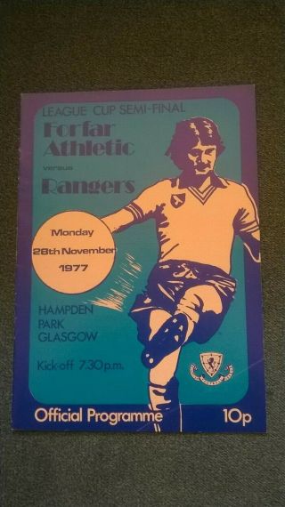 Rare Glasgow Rangers V Forfar Athletic 28/11/1977 (l.  C.  S/f) Postponed