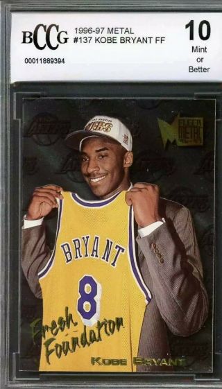 Kobe Bryant Rookie Card 1996 - 97 Fleer Los Angeles Lakers Bgs Bccg 10 Rare