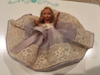 Vintage 1943 - 1947 Doll Bisque Nancy Ann Storybook Doll Purple Dress Rare Jointed