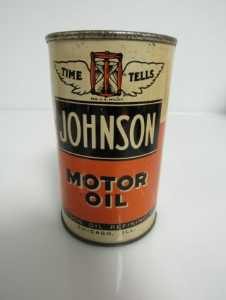 Vintage Johnson Motor Oil Can Coin Bank Rare Sb018