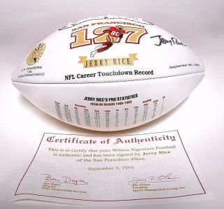 Rare Jerry Rice 49ers Hof Auto Signed Autographed 127td Stat Football Ball