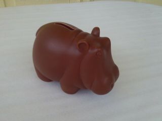 Rare Tiffany & Co Piggy Bank 1977 Hippo Coin Slot Brown Ceramic Hippopotamus,