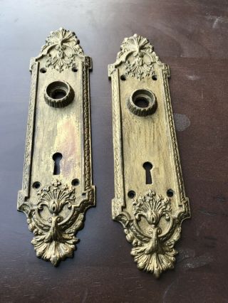 Vintage Antique Victorian Decorative Door Back Plate Set Cast Iron
