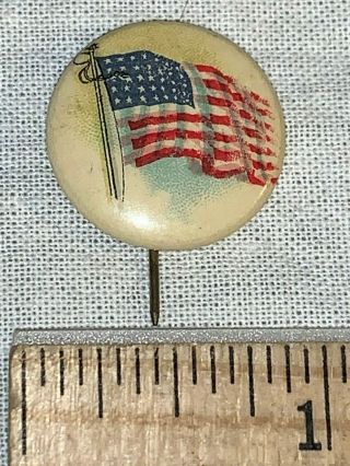 Antique Celluloid Pinback Button Patriotic American Flag Pin Colorful