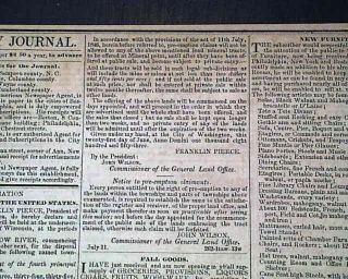 Rare WILMINGTON NC Northern Carolina Pre Civil War 1853 Old Antebellum Newspaper 3