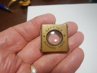 Antique Brass Magnifing Glass For Coins Or Stamps Safe Tex Gummed Tape Germany