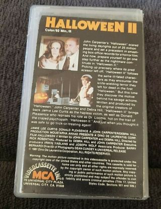 Halloween II Beta Betamax RARE MCA Case Not VHS Slasher 1980s Horror film 2