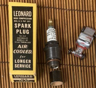 Vintage Rare Nos Leonard Air Cooled Spark Plug W/ Box