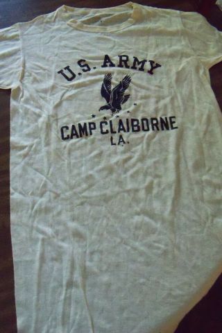 Rare Collectable Ww2 Us Army Camp Claiborne La Enlisted Issued T Shirt