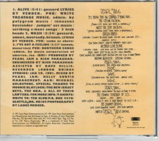 Pearl Jam: Alive,  3 Track Rare PR CD w/ Beatles Cover 2