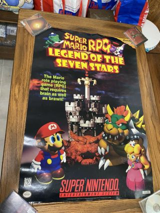 Mario Rpg Nintendo Snes Video Store Og Promo Poster Rare