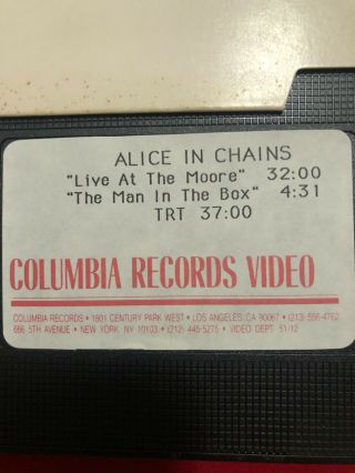 Alice In Chains Live at The Moore,  Man In The Box VHS Promo Video Tape Rare 2