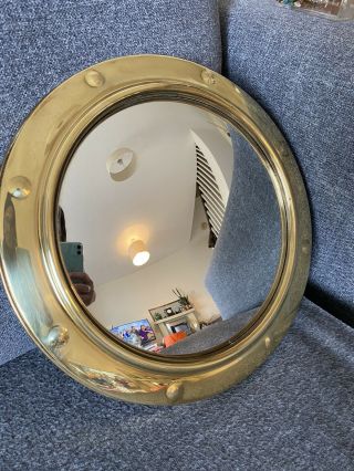 Vintage Brass Convex Porthole Mirror Round