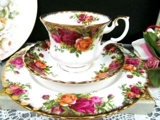 Royal Albert Tea Cup And Saucer Trio Old Country Roses Pattern Teacup Red Rose