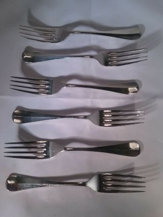 Set Of 6 Vintage Silver Plated Salad Forks Rattail Pattern Barker Brothers