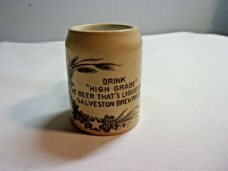 Rare Mettlach Pre Prohibition Miniature Beer Mug Galveston Brewing Co.