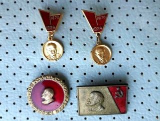Lenin Vintage Enamel Badges Soviet Union Ussr Russia Communist Era Rare Lenin