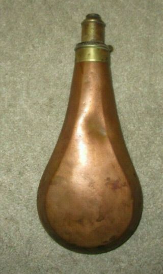 Antique Copper & Brass Gun Powder Flask Horn 2
