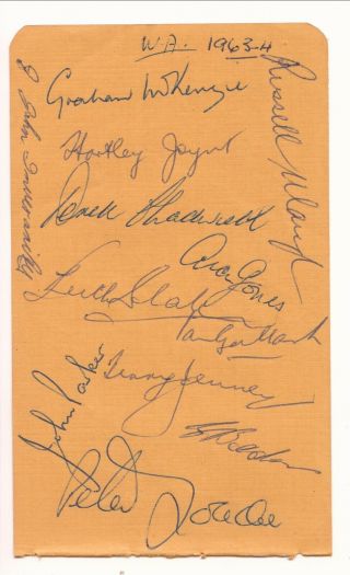 Western Australia Cricket Team 1963/64 Sheffield Shield Rare Signed Album Page C