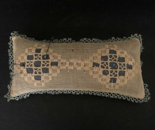 Antique Victorian Handmade Pin Cushion With Handmade Lace Cover