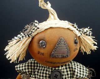 Primitive Folk Art Halloween Fall Pumpkin Scare Crow Cloth Doll Decor