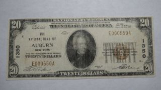 $20 1929 Auburn York Ny National Currency Bank Note Bill Ch.  1350 Rare