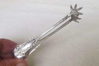 Antique Solid Sterling Silver Claw Ended Sugar / Ice Tongs Dates 1924.