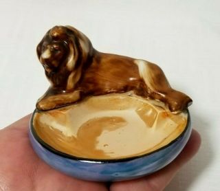 Rare Lusterware Lion Figural Vintage Collectible Japan Ceramic Jewelry Coin Dish