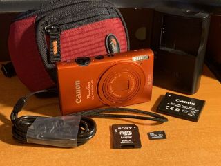 Rare Orange? Canon Powershot Digital Elph 110 Hs Digital Camera,  Card,  Case