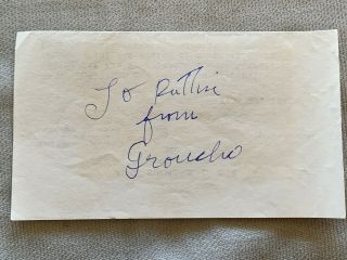 Groucho Marx Autographed Cut Page Signed " To Ruthie " Rare Estate Find