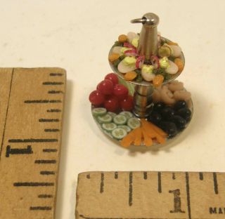 Artisan Dollhouse Miniature 1:12 Tiered Serving Tray Of Veggies & Deviled Eggs