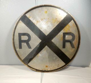 An Authentic Antique Or Old Vintage Railroad Crossing Sign - 30 Inches - Yellow Gone